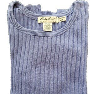 Eddie Bauer Women Pullover Ribbed Sweater Half Sleeve Cotton M Purple
